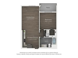 B1 |1 bed 2 bath | 748 sq. ft.