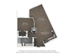 B2-1 |1 bed 2 bath | 927 sq. ft.