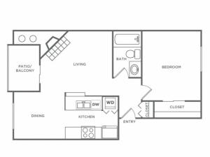 A2R | 1 bed 1 bath | 640 Sq. Ft.