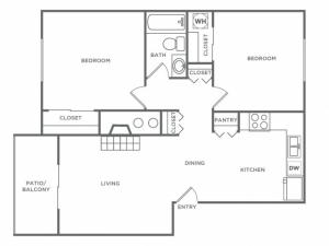 B1R | 2 bed 1 bath | 788 Sq. Ft.