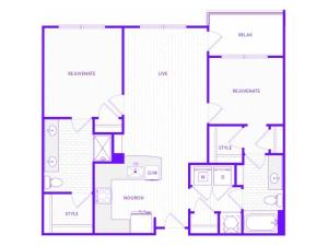 The Rush | 2 bed  2 bath | 1200 sq ft