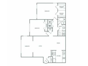 Glory Premium | 2 bed 1 bath | 1245 sq ft