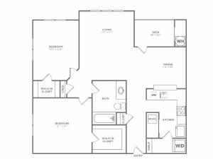 B1-RP | 2 bed 1 bath | 942 sq ft
