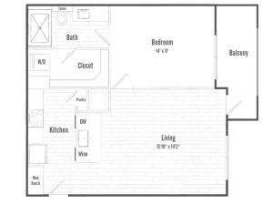 A1b | 1 bed 1 bath | 705 sq ft