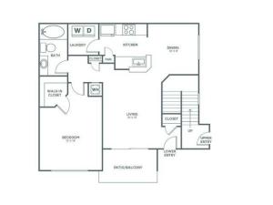 A1E | 1 bed 1 bath | 736 sq ft
