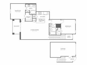 Rivera Two Bedroom Two Bath (1098 SF)