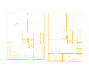 Two Bedroom Two Bath Loft (1355 SF)