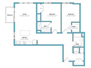 o-2c | 2 bed 2 bath | from 1175 square feet