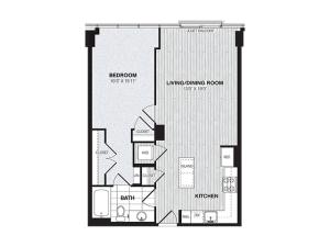 One Bedroom One Bath (765 SF)