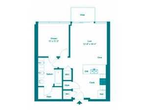 Aquamarine | 1 bed 1 bath | from 677 square feet