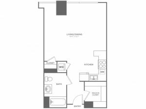 Studio1 bath | from 637 square feet