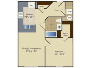 One Bedroom One Bath (628 SF)