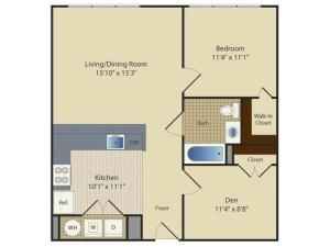 1 Bed/ Den B4 | 1 bed 1 bath | from 785 square feet