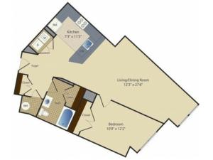One Bedroom One Bath (908 SF)