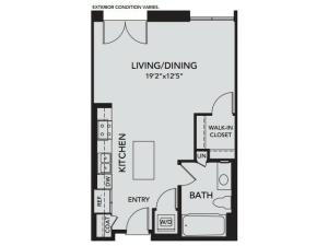 Plan S1 | Studio1 bath | from 607 square feet