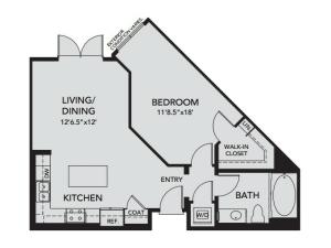 Plan A5 | 1 bed 1 bath | from 738 square feet