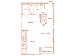 E1 | Studio1 bath | from 529 square feet