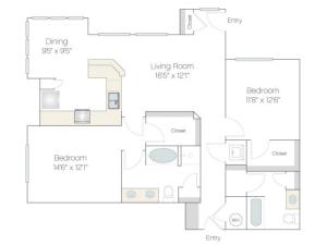 BT2 | 2 bed 2 bath | from 1256 square feet