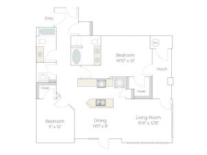 B2 | 2 bed 2 bath | from 1258 square feet