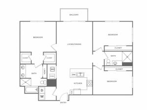 Three Bedroom Two Bath (1421 SF)