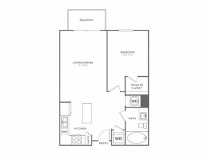 One Bedroom One Bath (748 SF)