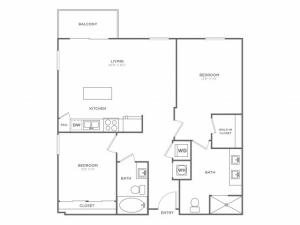 Two Bedroom Two Bath (1119 SF)