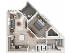 A1 | 1 bed 1 bath | from 708 square feet