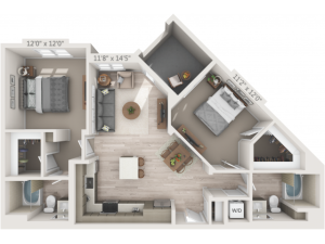 B1 | 2 bed 2 bath | from 1042 square feet