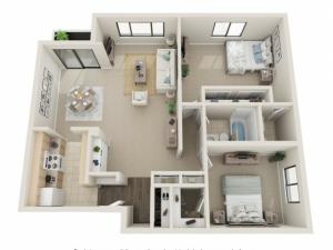 Two Bedroom Floorplan | Fontainebleau Apartments | St. Louis Apartments