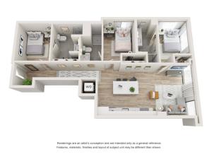 The Ramble 3 bed 3 bath 977 square foot floor plan image