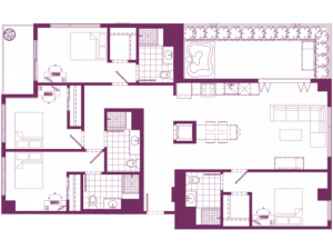 4 bed, 4 bath floorplan is 1,612 sq. ft.
