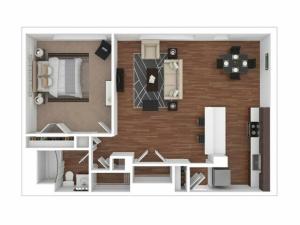 1 bed, 1 bath floorplan is 748 sq. ft.