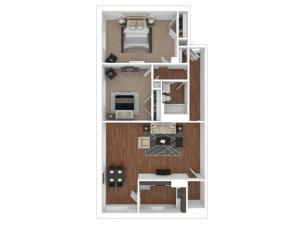 2 bed, 1 bath floorplan is 950 sq. ft.
