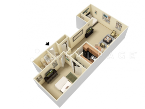 1 Bed, 1 Bath Study
