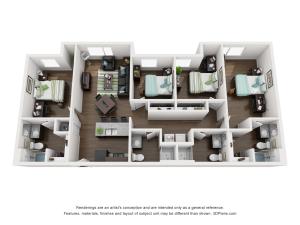 4 bedroom 4 bathroom apartment floor plan 213 Elm Street Prime Place Stillwater
