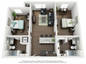 2 bedroom 2 bathroom apartment floor plan 213 Elm Street Prime Place Stillwater