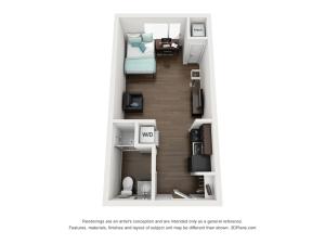 Studio apartment floor plan 213 Elm Street Prime Place Stillwater
