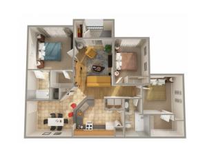 3 Bedroom Floor Plan | New Smyrna Apartments | Lyme Stone Ranch