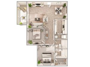 2 Bedroom Floor Plan | Luxury Apartments In Sarasota Florida | Advenir at Gateway Lakes
