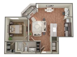 1 Bedroom Floor Plan | Luxury Apartments In Birmingham AL | Station 121