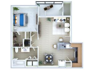 1 Bedroom Floor Plan | Apartments In Southwest Houston TX | Advenir at the Med Center