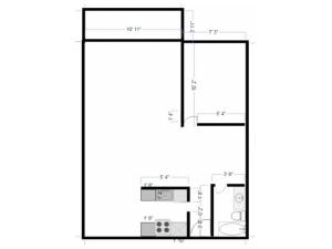 1 bedroom 1 bath- 690 sqft