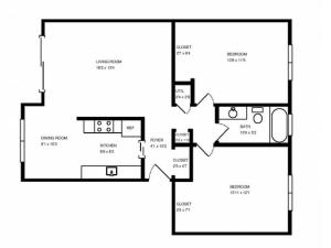 Two Bedroom One Bath 1,100 square feet