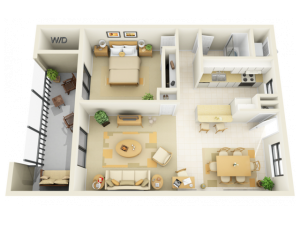1 Bed 1 Bath Floor Plan
