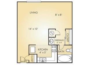 Studio, 400 Square Feet