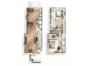 B1 - 2 Bedroom Cottage | The Cottages of Hattiesburg | Off Campus Housing Near USM