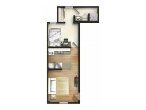 A1 Floor Plan | 1 Bedroom Floor Plan | The Commons | Miami University Off Campus Housing