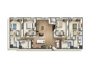 D1 floor plan | 4 Bedroom | University Hills | Apartments Near University Of Toledo