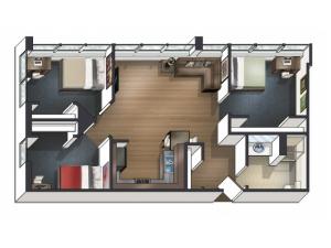 C1 Floor Plan | University Plaza  | NIU Apartments