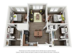 B1 Floor Plan  | Trifecta Apartments | Louisville, KY Apartments